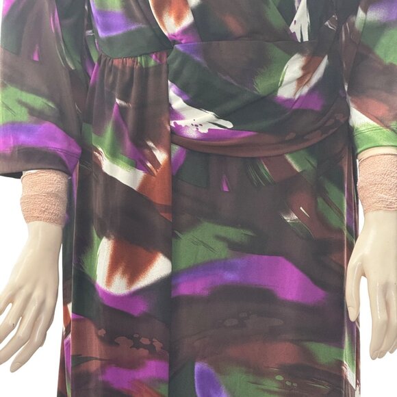 MONROE & MAIN Women's Wrap Dress Abstract Print Multicolor Poly Stretch Size 18W - Picture 9 of 12